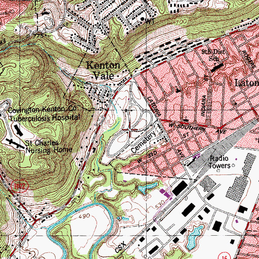 Topographic Map of Mother of God Cemetery, KY