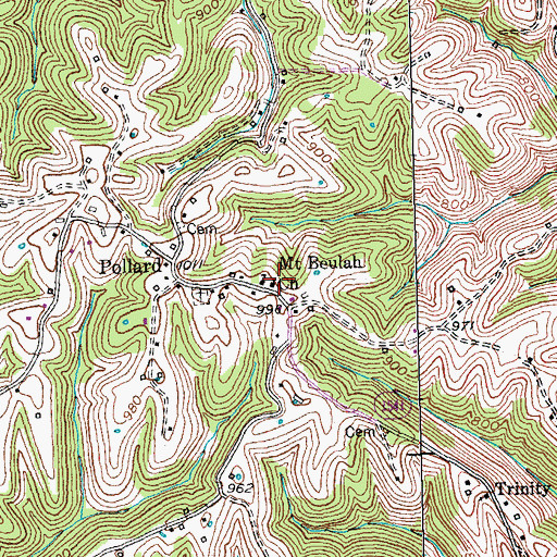 Topographic Map of Mount Beulah Church, KY