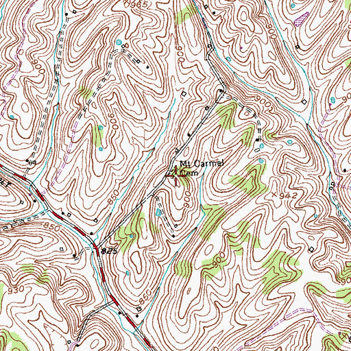 Topographic Map of Mount Carmel Cemetery, KY
