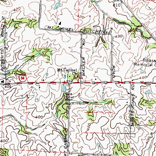 Topographic Map of Mount Carmel Church, KY