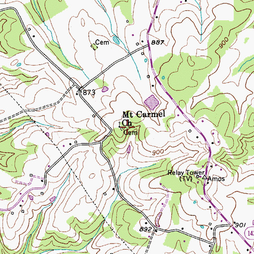 Topographic Map of Mount Carmel Church, KY