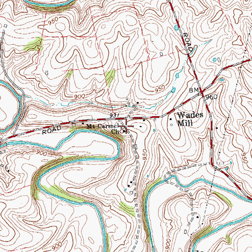 Topographic Map of Mount Carmel Baptist Church, KY