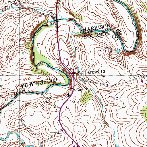 Topographic Map of Mount Carmel Christian Church, KY