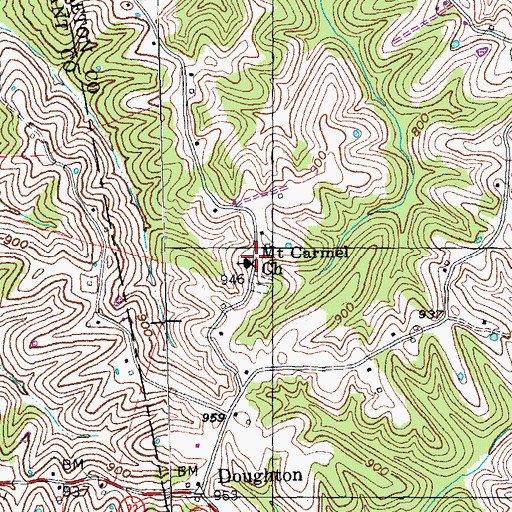 Topographic Map of Mount Carmel Church, KY