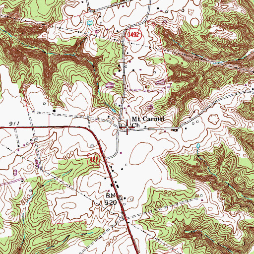 Topographic Map of Mount Carmel Church, KY