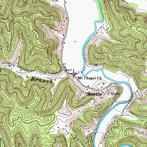 Topographic Map of Mount Chapel Church, KY