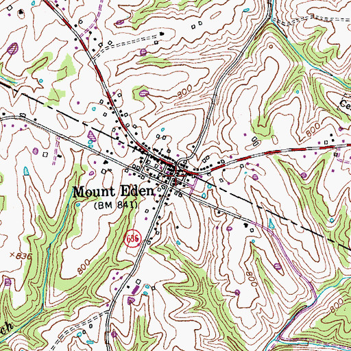 Topographic Map of Mount Eden, KY