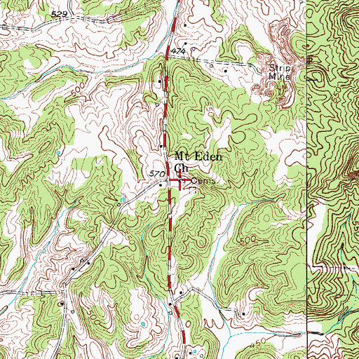 Topographic Map of Mount Eden Baptist Church, KY