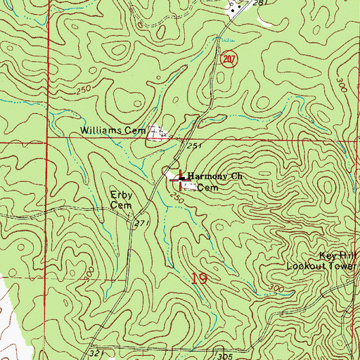 Topographic Map of Harmony Church Cemetery, AR