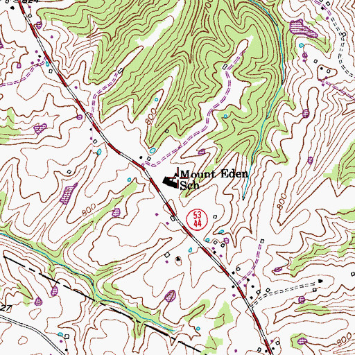 Topographic Map of Mount Eden School, KY