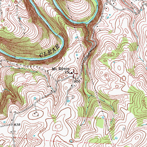 Topographic Map of Mount Edwin Church, KY