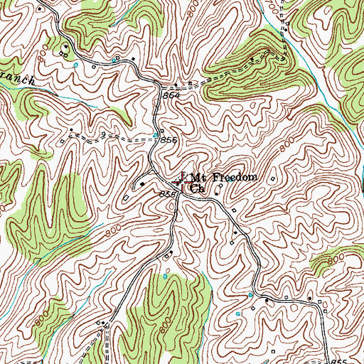 Topographic Map of Mount Freedom Church, KY