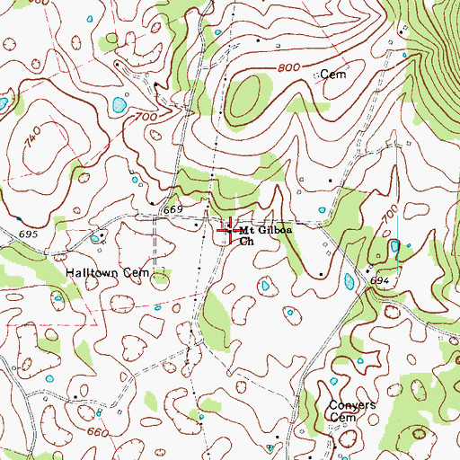 Topographic Map of Mount Gilboa Baptist Church, KY