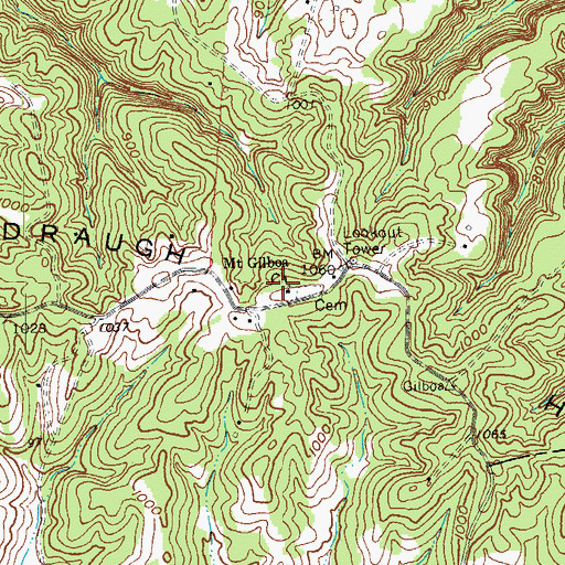 Topographic Map of Mount Gilboa Church, KY