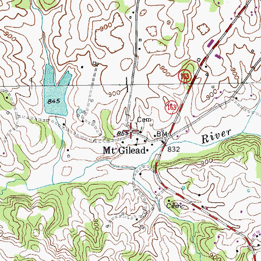 Topographic Map of Mount Gilead, KY