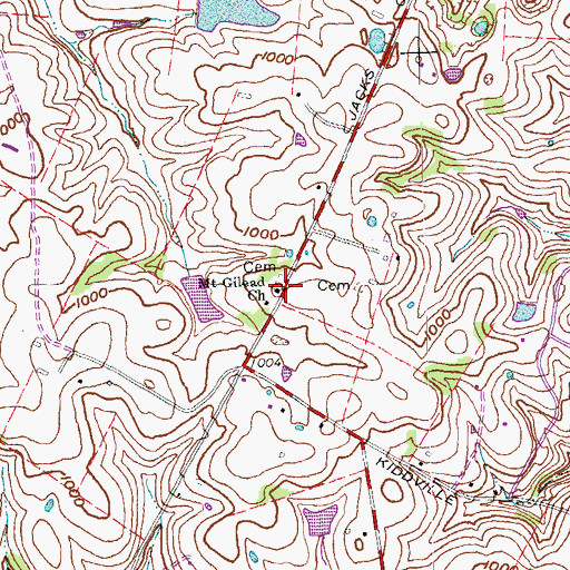Topographic Map of Mount Gilead Baptist Church, KY