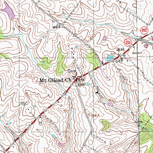 Topographic Map of Mount Gilead Church, KY