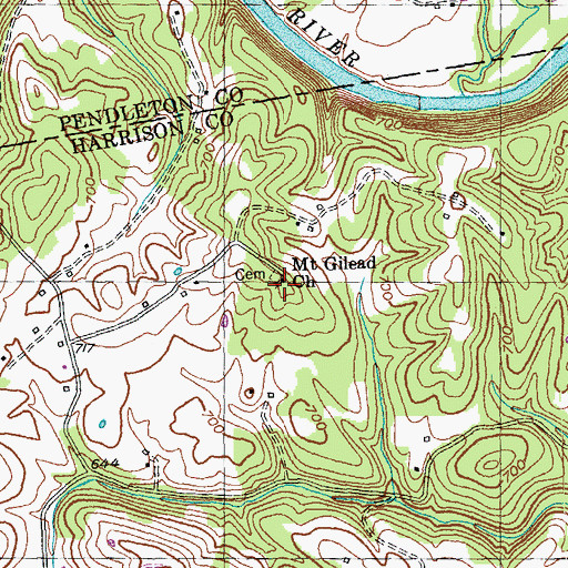 Topographic Map of Mount Gilead Church, KY