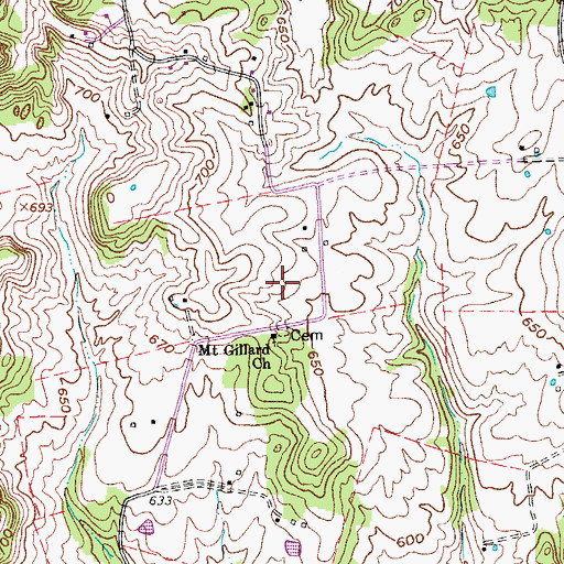 Topographic Map of Mount Gillard School, KY