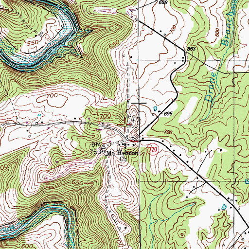 Topographic Map of Mount Hebron Church, KY