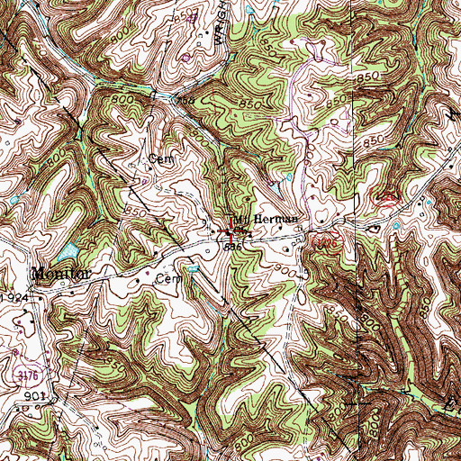 Topographic Map of Mount Herman Church, KY