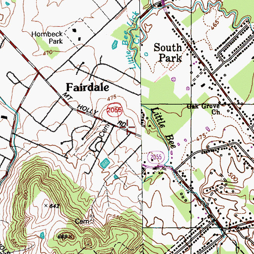 Topographic Map of Mount Holly Church, KY