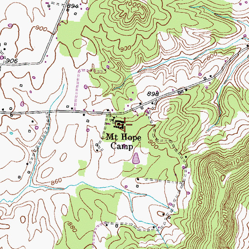 Topographic Map of Mount Hope Camp, KY