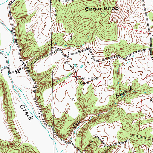 Topographic Map of Mount Hope Cemetery, KY