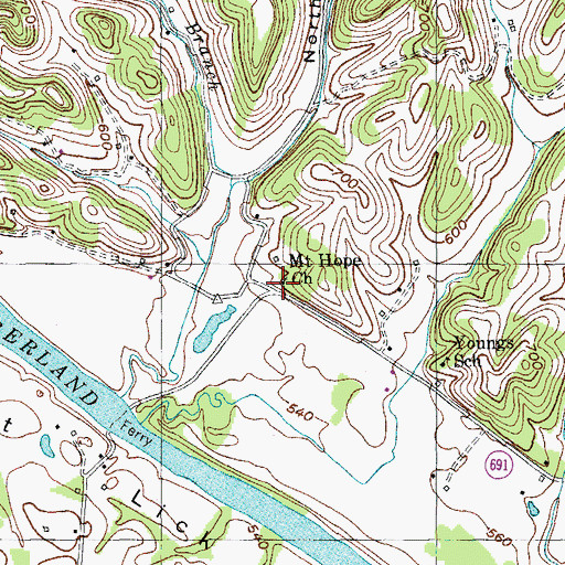 Topographic Map of Mount Hope Church, KY