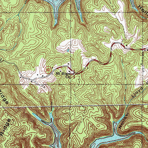 Topographic Map of Mount Hope Church, KY