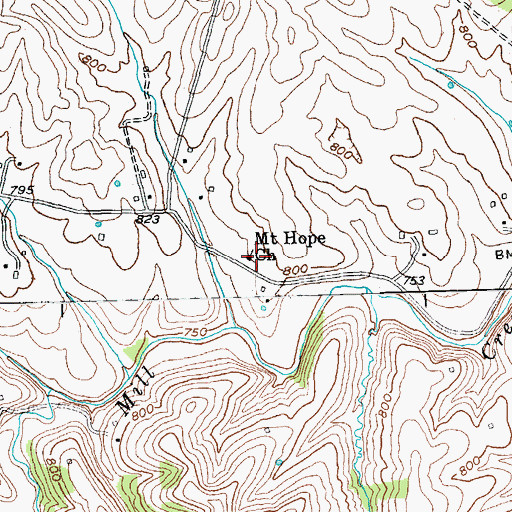 Topographic Map of Mount Hope Church, KY
