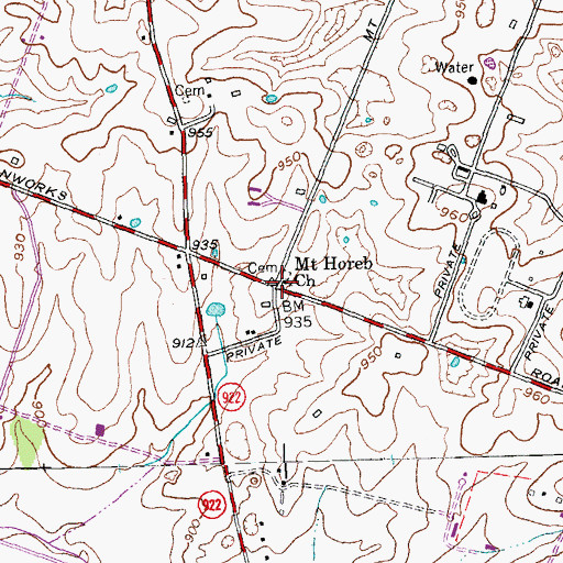 Topographic Map of Mount Horeb Church, KY