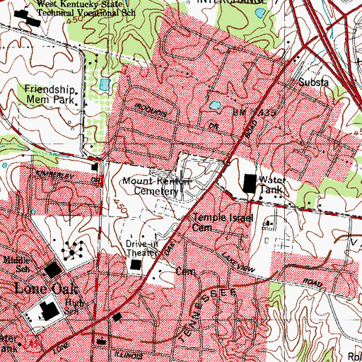 Topographic Map of Mount Kenton Cemetery, KY
