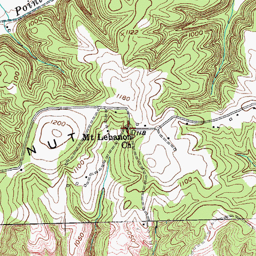 Topographic Map of Mount Lebanon Church, KY