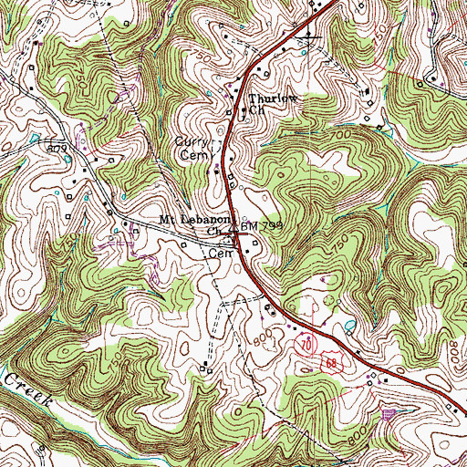 Topographic Map of Mount Lebanon Church, KY