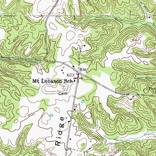Topographic Map of Mount Lebanon School, KY