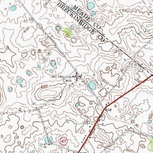 Topographic Map of Mount Merino Cemetery, KY