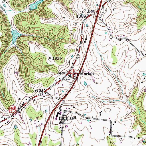 Topographic Map of Mount Moriah Church, KY