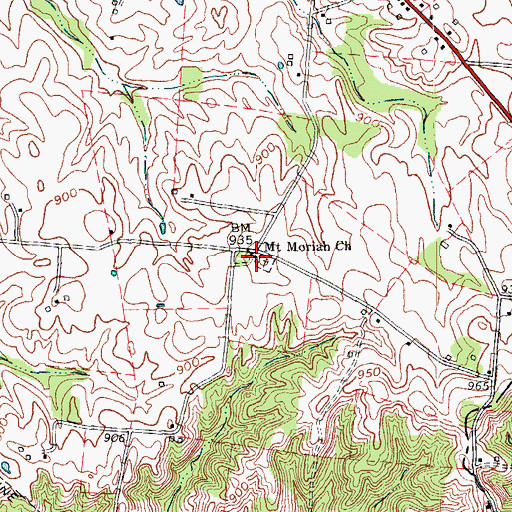 Topographic Map of Mount Moriah Baptist Church, KY