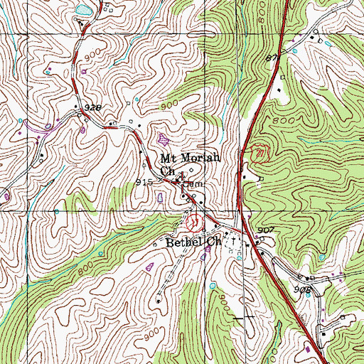 Topographic Map of Mount Moriah Church, KY