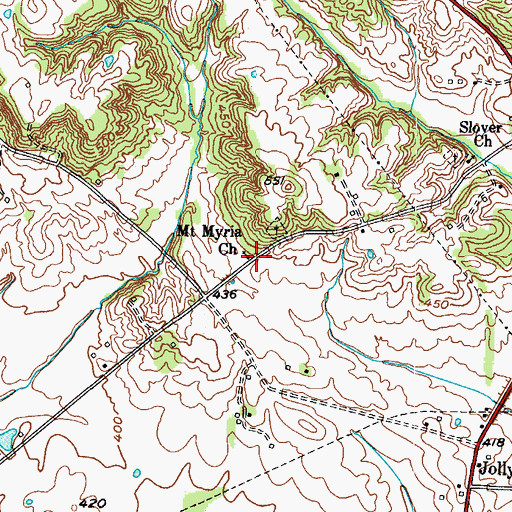 Topographic Map of Mount Myria Church, KY