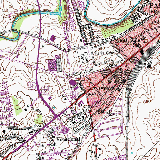 Topographic Map of Mount Olive Cemetery, KY