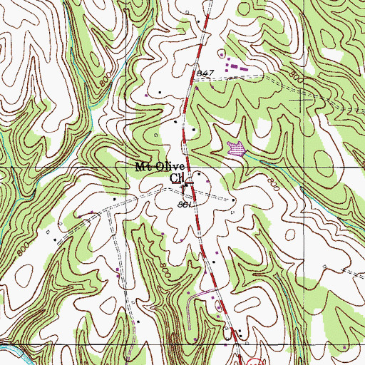 Topographic Map of Mount Olive Church, KY