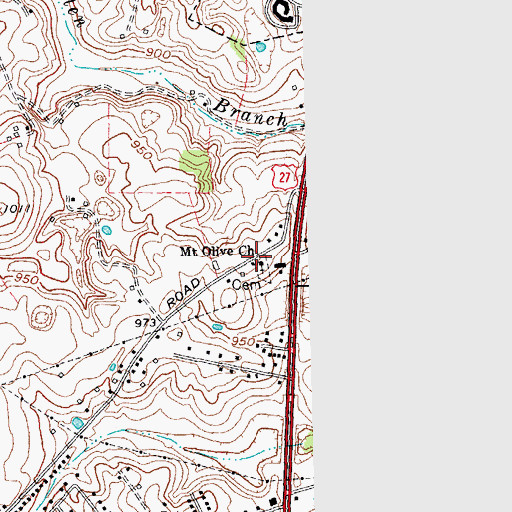 Topographic Map of Mount Olive Church, KY
