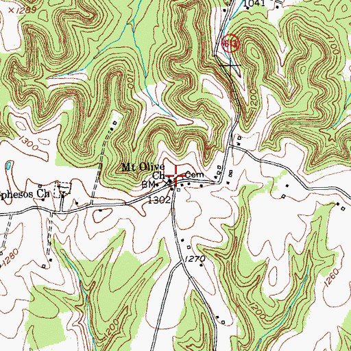 Topographic Map of Mount Olive Church, KY