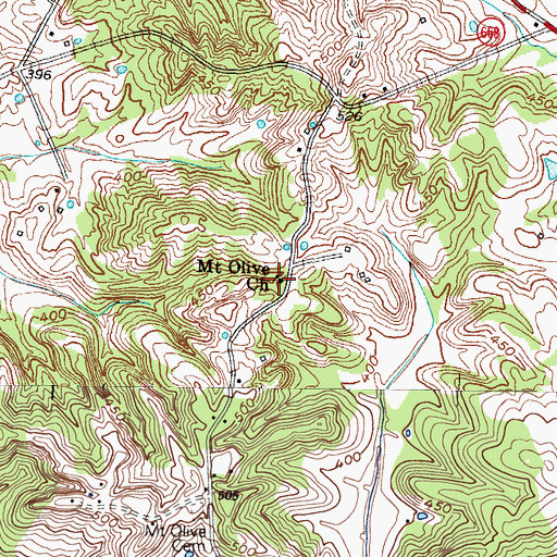 Topographic Map of Mount Olive Church, KY