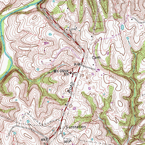 Topographic Map of Mount Olive Baptist Church, KY