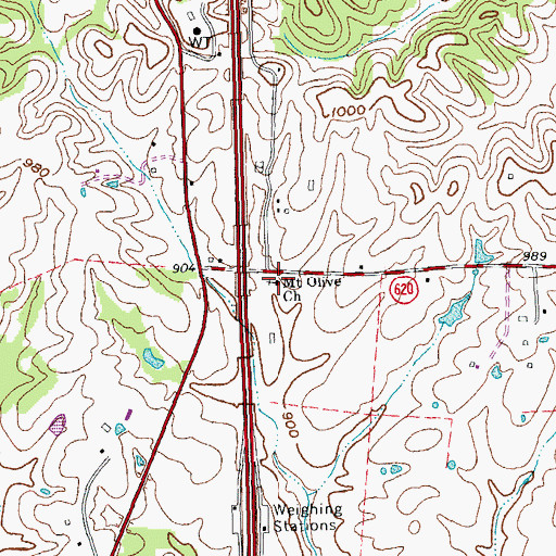 Topographic Map of Mount Olive Church, KY