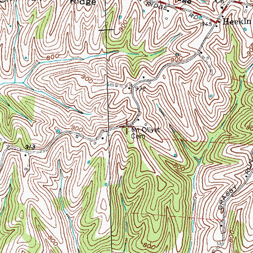 Topographic Map of Mount Oliver Cemetery, KY
