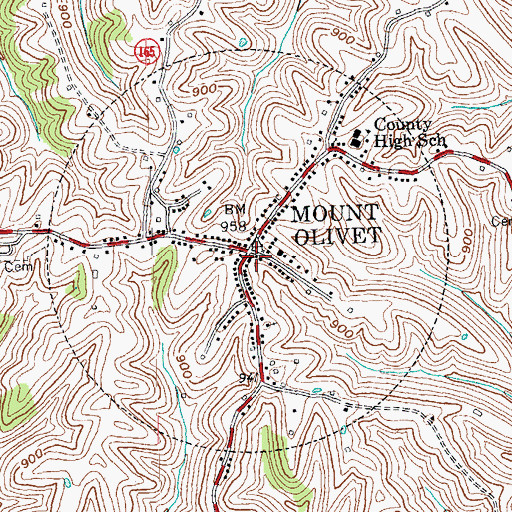 Topographic Map of Mount Olivet, KY